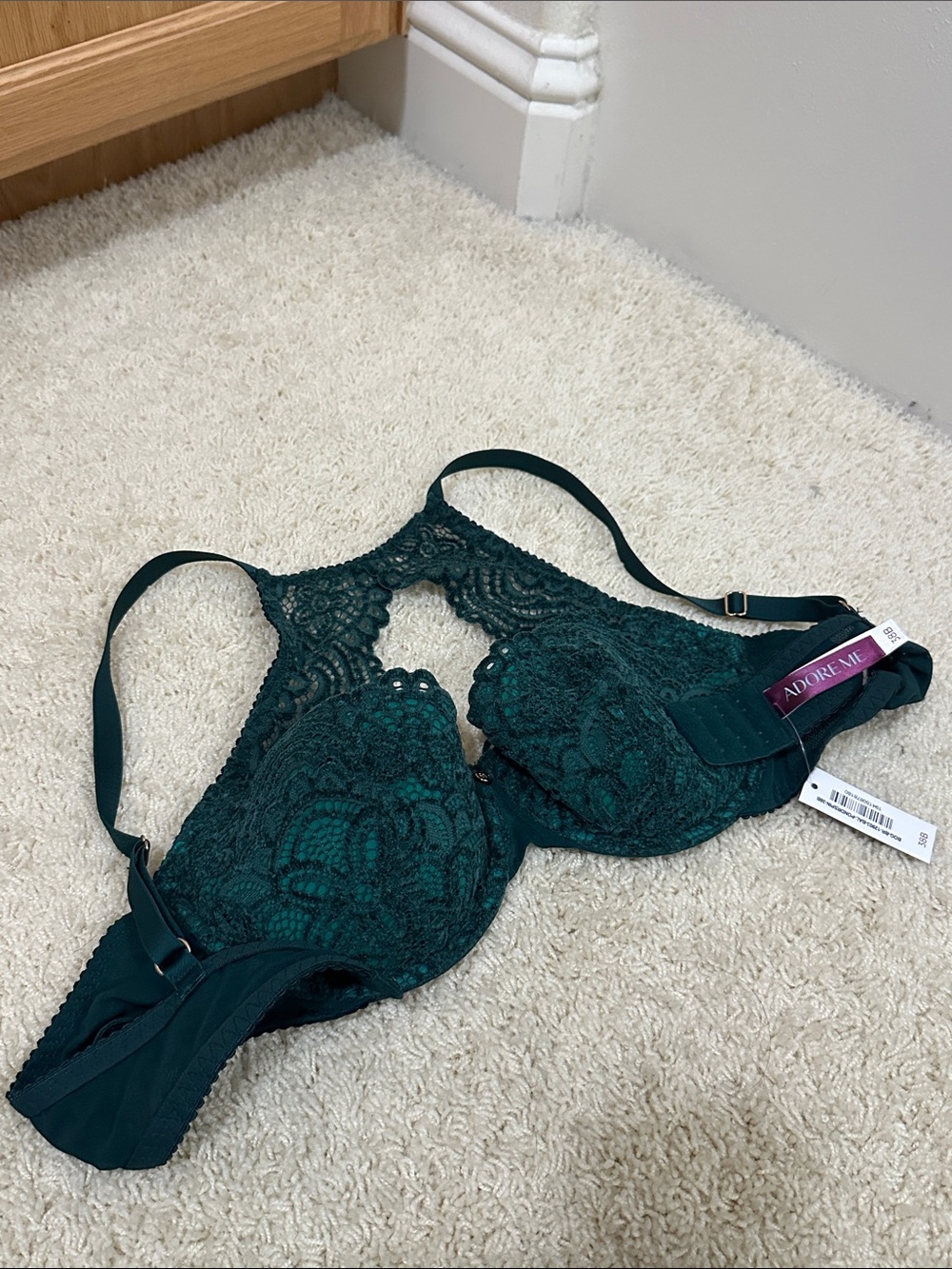 Adore Me Emerald Green Lace High-Neck Underwire Bra